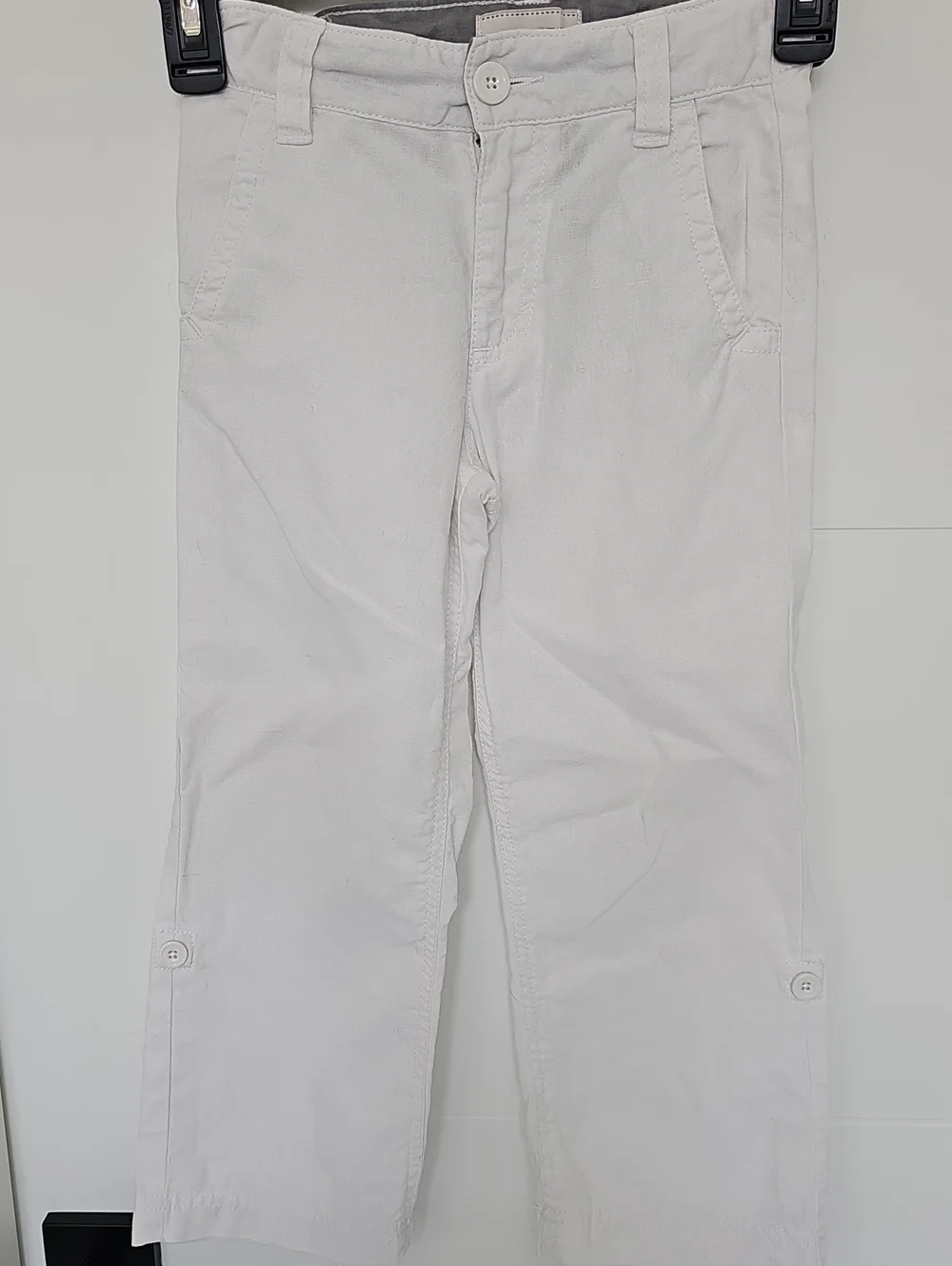 Old Navy White Linen Blend Convertable Leg Pants Boys Sz 5T